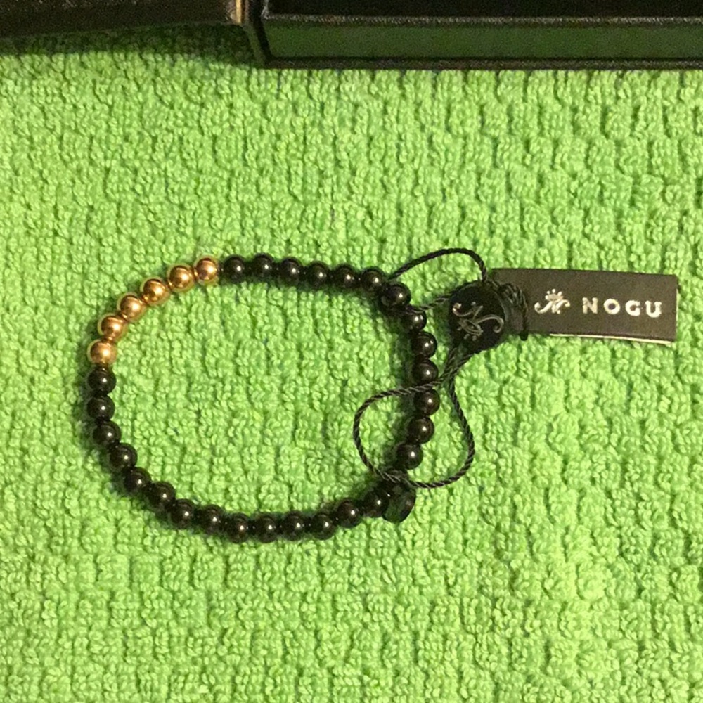 NWT NOGU Black and Gold Beaded Bracelet